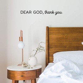Aurabeam Vinyl Wall Art Decal - Dear God; Thank You - 3.5" x 30" - Cute Trendy Inspirational Lovely Spiritual Quote Sticker for Home Apartment Bedroom Kids Room Living Room Religious Center Decor