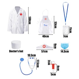 8-Piece Children'S Doctor Suit, Little Doctor Costume, Doctor Role Dress Up Set, Doctor White Coat, Nurse Cap, Children'S Medical Toys, Suitable For Playing The Role Of A Doctor