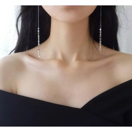 Carabella S925 Sterling Silver Tassel Earrings - Women’s Lucky Lip Chain Dangle Jewelry