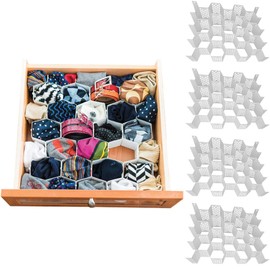 Evelots Drawer Organizer-Divider-Sock-Belt-Scarf-Underwear-112 Slots Total-Set/4