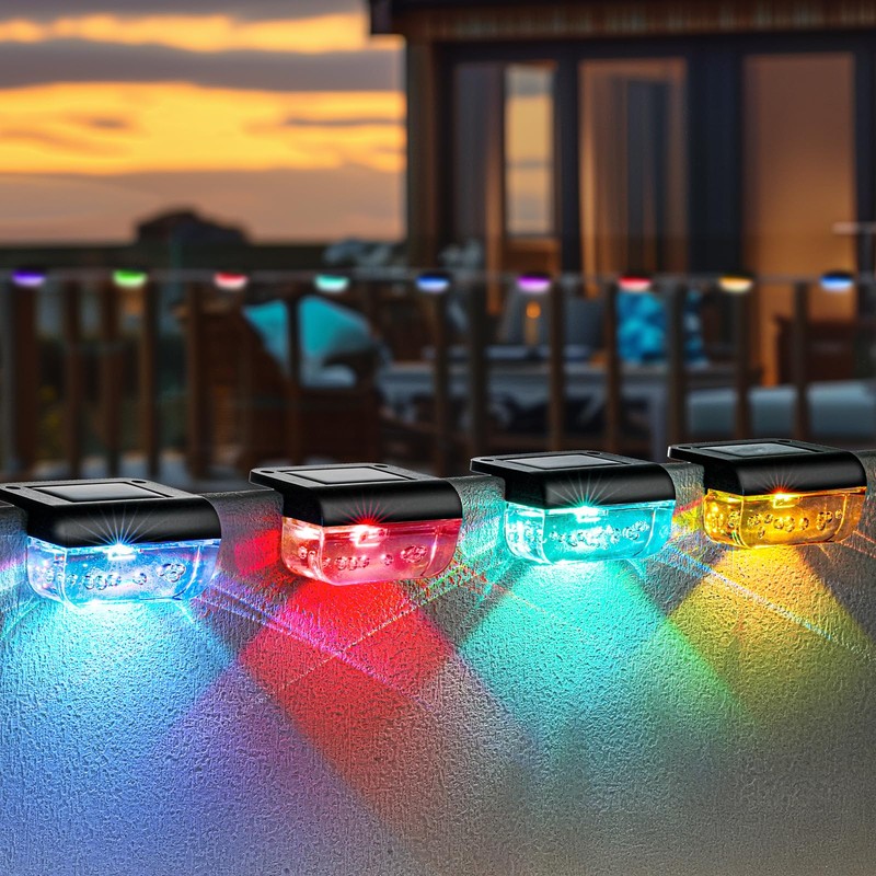 Herzila 16 Pack Solar Fence Lights, RGB Color Changing Christmas