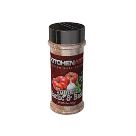 KITCHENABZ Tomato Garlic & Basil Seasoning, Gluten-Free, Low Sodium Seasoning Mix, Spicy Seasoning Blend, Natural and Healthy Spice Blend for Meal Prep (6.0 OZ)
