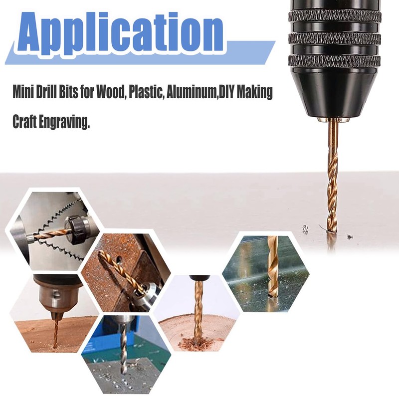 Bestgle 50 Pcs Mini Twist Drill Bit Set Titanium Coated