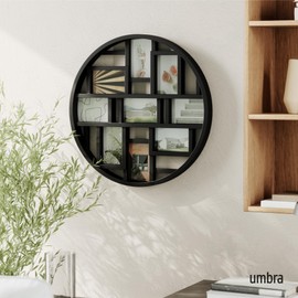 Umbra Luna Collage Picture Frame Holds Nine 4x6 Photos, Large 22-Inch Diameter, Black