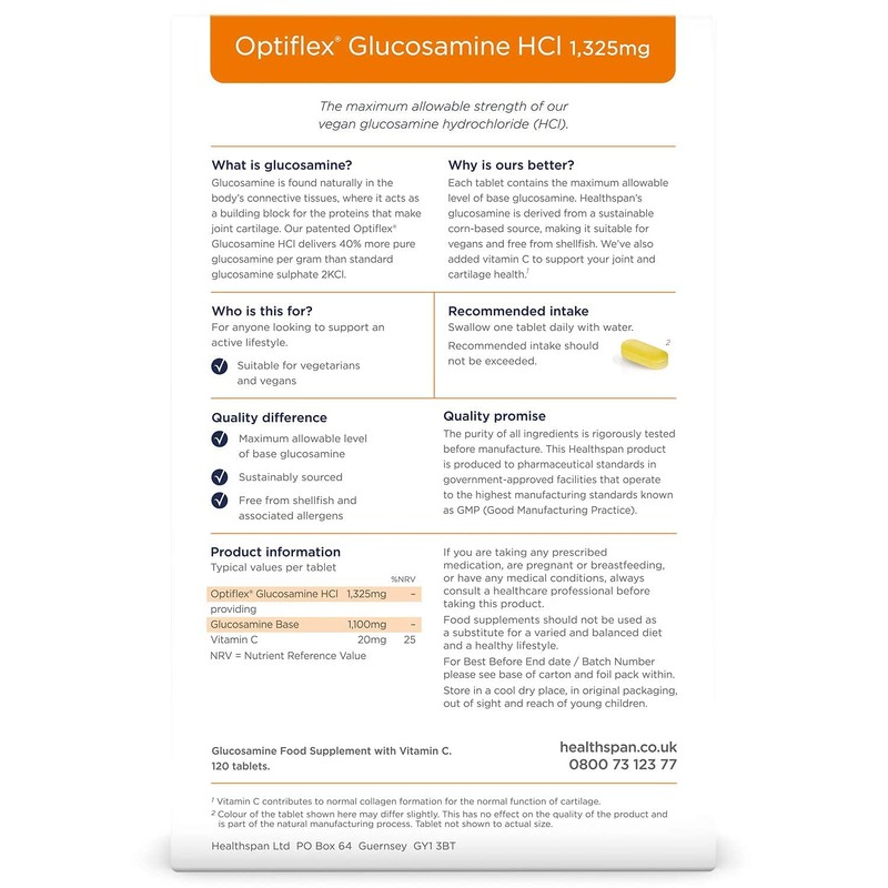Healthspan Optiflex Glucosamine HCI 1,325mg with Vitamin C | Shellfish