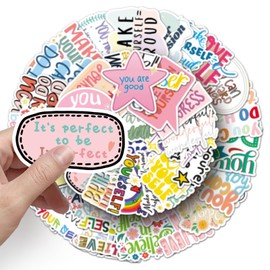 Inspirational Stickers for Laptop(50 Pcs),Gift for Kids Teens Adults Girl,Encourage Waterproof Decals Water Bottle,Vinyl Stickers Scrapbook,Journal,Dairy,Skateboard