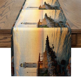 Erosebridal - Camino de mesa para faro de océano, corredores de cambiador con temática náutica para decoración de fiesta en el hogar para adolescentes, camino de mesa de mar océano, 13 x 90, camino