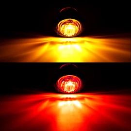 PSEQT 3/4" Round LED Side Marker Clearance Lights Front Rear Marker Indicators Tail Light Waterproof for Trailer Truck Car Bus Van Pickup RV Wrangler ATV UTV (20pcs Smoked Lens Red & Amber LED)