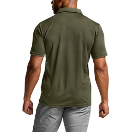 CQR Men's Polo Shirts, Tactical Short Sleeve Golf Performance Shirts, Lightweight Dry Fit UPF 50+ Pique, Frost Basic Army Green, Medium Tall