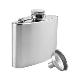 Hip Flasks for Liquor, Stainless Steel Flask with Funnel, Hip Flask Set for Liquor, Leak Proof Flask, Never-Lose Cap Camping Pocket, Ideal for Gift (4 OZ)