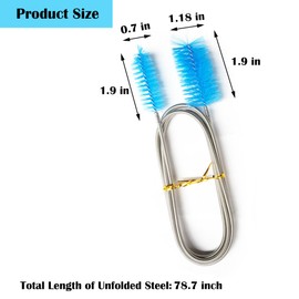 PCTC Aquarium Filter Brush Long Brush Flexible Double Ended Bristles Water Pipe Brush Tube Brush for Fish Tank or Home Kitchen (Blue)