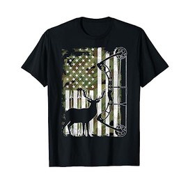Bow Hunting Deer Hunter Camo American Flag for Men Hunters T-Shirt