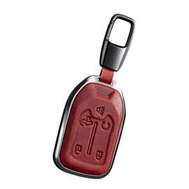 for Key Fob Cover Leather Car 2017-2021 Silverado Suburban Tahoe Acadia Terrain Yukon Key Sierra 1500 2500HD 3500HD Car Accessories (K-red)