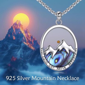 VONALA Mustard Seed Necklace 925 Sterling Silver Mountain Necklace Abalone Faith Christian Jewelry for Women Men Your Faith Can Move Mountains