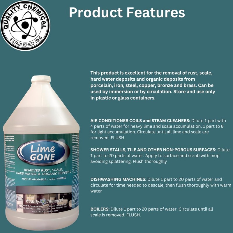 Quality Chemical Lime-Gone Remover - Calcium, Lime and Hard Water