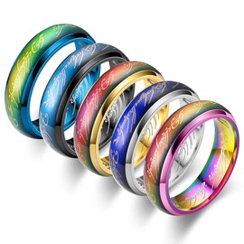 EUMENIDES Color Changing Ring,Men's Women's Mood Color Changing Ring， Titanium Steel Color Ring,Novel Ring, Lovers Fashion Ring, (Lord of the Rings-5, 9(C-62MM))