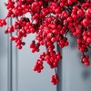 Glitzhome 3 Pack 25" D Christmas Red Berry Wreath, Artificial
