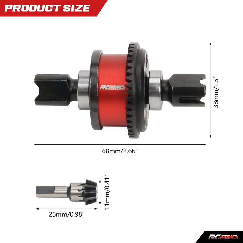 RCAWD Front and Rear Diff Combo Complete w/Spur Gear 43T