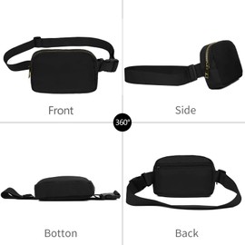 Frenou Waist Belt Bag Fashion Fanny Women and Men Gift Waist Pack With Adjustable Strap For Travel Running Hiking Walking, Off White+Comb Black, 2 Pack Fanny Pack