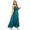 Sakkas Stonewashed Rayon Embroidered Adjustable Spaghetti Straps Long Dress -