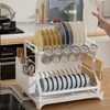 2-Tier Dish Drying Rack, White Metal Large, Space Saving Countertop
