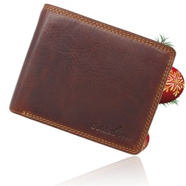 Fregery® Leather Wallet Chain Gift Box Men with RFID Protection I Genuine Leather Wallet for Men I Wallet Wallet Wallet (Brown, Landscape Format), brown, Classic