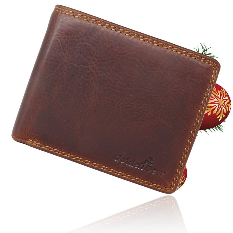 Fregery® Leather Wallet Chain Gift Box Men with RFID Protection