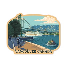 Die Cut Sticker Vancouver, Canada, Lions Gate Bridge, Contour Vinyl Sticker 1 to 3 inches (Waterproof Decal for Cars, Water Bottles, Laptops, Coolers), Small