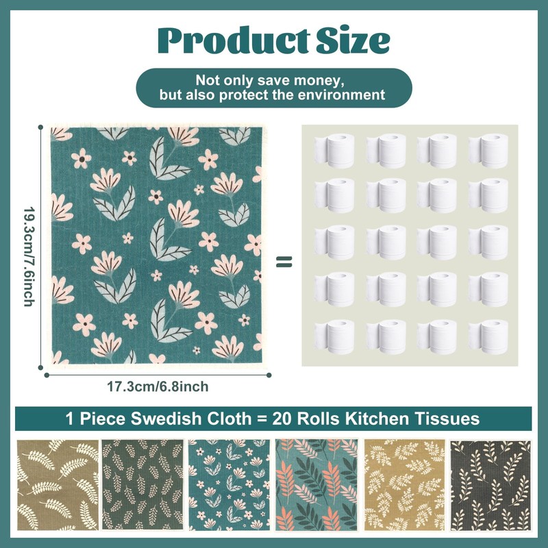 ktxaby 6 Pack Swedish Dishcloths Super Absorbent Washable Swedish Dish