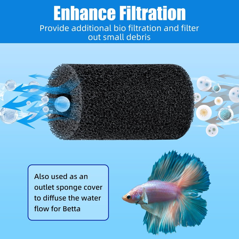 AQUANEAT 12-Pack Pre-Filter Sponge for Aquarium Shrimp Fry Fish Tank