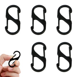 FineGood 5 Pcs Carabiner, S-Shaped, Stylish, Small, Multi-functional, Key Chain, Carabiner, Ultra Lightweight, Fastener, Connecting Parts, Household Goods, Anti-Theft, Outdoor, Camping, 0.5 x 1.3