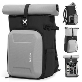 TARION Hardshell Large Camera Backpack - Expandable Camera Bag for Photographers with 16" Laptop Compartment & Side Access & Rain Cover(XH Silver)