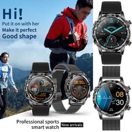 DREAMWIN Smartwatch Herren, 1.32 Zoll Touchscreen Armbanduhr mit Bluetooth Anruf, IP67 Wasserdicht Tracker mit Schlafmonitor Pulsuhr Blutdruck, Schrittzähler Sportuhr für Android iOS (Schwarz)