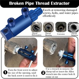 Agamino Broken Pipe Thread Extractor, 2025 Upgraded Stripped Screw Extractor with Wrenches for Broken Faucet, Easy Out Broken Screw Removal Tool for Pipes 1/2, 3/4 & 1Inch, Broken Bolt Extractor Kit