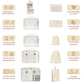 SINZUX Packing Cubes for Suitcase Travel Organiser Bags Storage, 10 PCS Travel Essentials Bag Clothes Shoes Toiletries Storage Bags, Packing Cubes for Suitcases Backpack Carry On Luggage