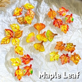 120 Pcs Fall Maple Leaf Nail Art Charms Maple Leaf Nail Rhinestone for Acrylic Nails Autumn Leaves Nail Gems Ginkgo Leaves Nails Jewelry for Women DIY Thanksgiving Manicure Supplies Nail Accessories