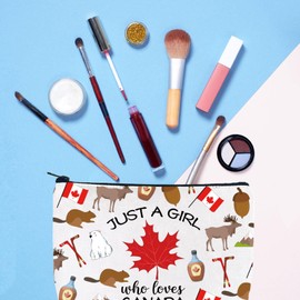 Gzrlyf Canada Makeup Bag Just a Girl Who Love Canada Canada Flag Bag Canada Travel Souvenir Canadian Gift Bag Canada Cosmetic Bag (Loves Canada 3uk)