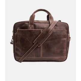 Pure Leather Vintage Business Laptop Bag - Color: Brown
