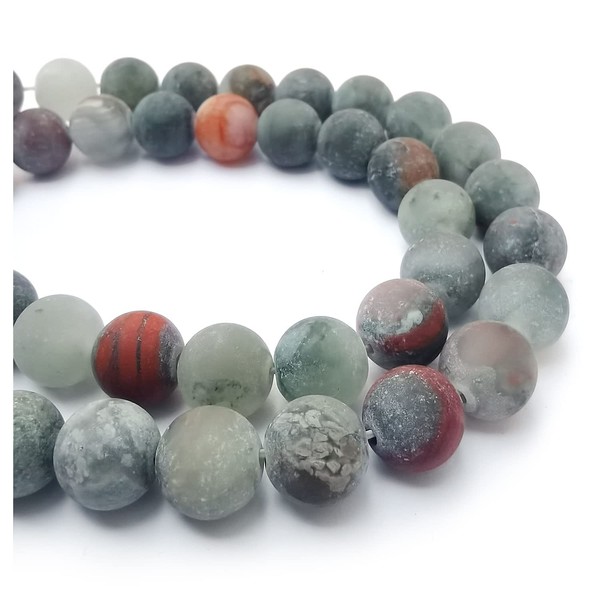 Matte Bloodstone Loose Beads Natural Gemstone Beads for DIY Bracelet