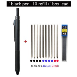New Technology Gravity Sensor 4 In 1 Multicolor Ballpoint Pen Metal Multifunction Pen 3-colors Ball Point Refill and Pencil Lead (Black)