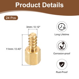 PATIKIL 24Pcs M3 Male to Female Hex Standoffs Spacers Pillars, M3 5+6mm Brass Motherboard Standoffs Copper