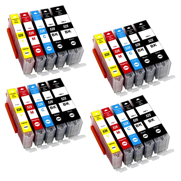 Bergsan 20 Printer Cartridges Compatible with Canon PGI-525 CLI-526 for
