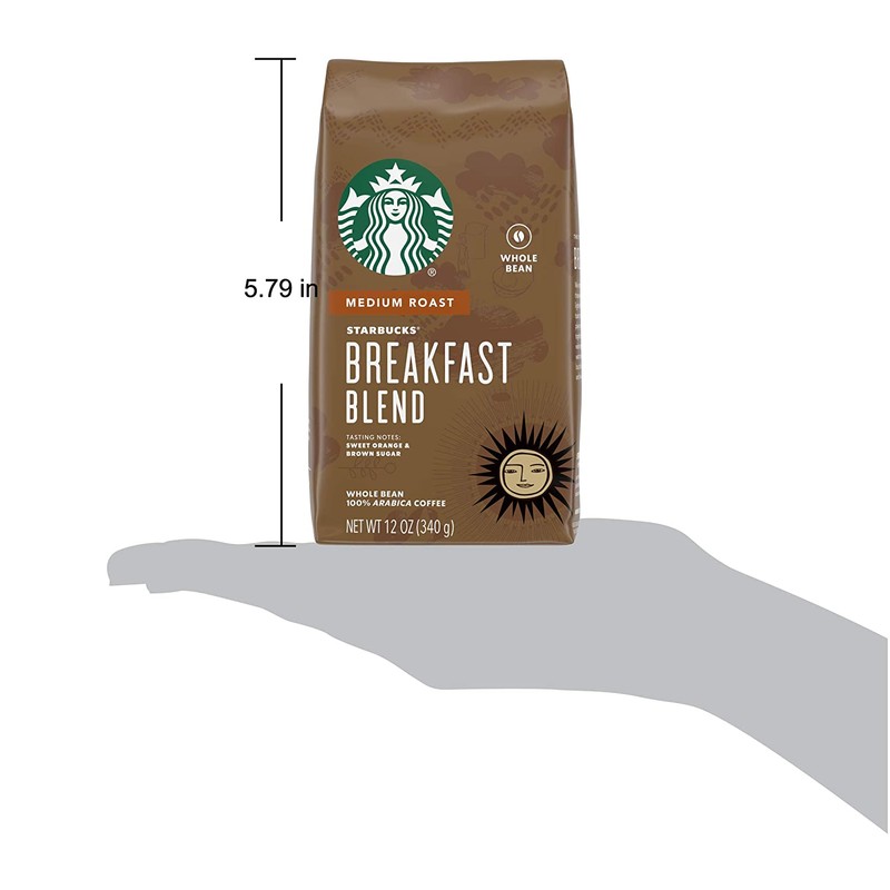 Starbucks Breakfast Blend Coffee (Medium), Whole Bean, 12-Ounce Bags (Pack