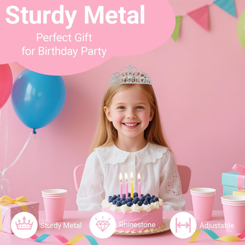 Papoopy Birthday Tiara and Crown with Sash, Birthday Tiara for