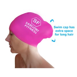 Long Hair Swimming Cap in Pink for Men and Women with Longer Hair