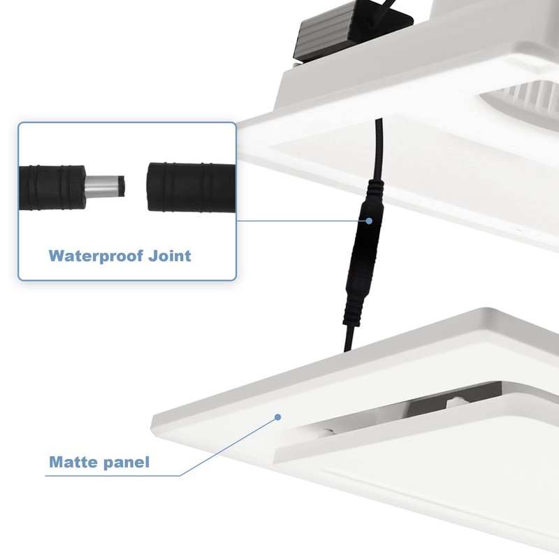 POWERENG Bathroom Exhaust Fan with Light,Bathroom Fan with 6000K Square