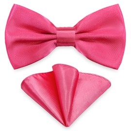 AUSUAYA Men's Bow Tie Pocket Square Set, Unisex Design Bow Tie and Handkerchief for Wedding or Business Formal Tuxedo M-B-T6, rose