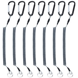 BB Hapeayou Fishing Lanyard Heavy Duty Retractable Coiled Tether with Carabiner and Split Ring for Pliers, Boating, Tools (Style 2)