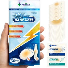 Medtecs Hydrocolloid Gel Bandage, Ellipse 20ct + Strip 10ct, Long-Lasting,Waterproof Adhesive for First Aid,Advanced Cushion for Blister Prevention & Wound Care,2X Fast Healing for Heel,Fingers & Toes