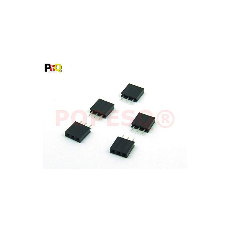 POPESQ® #A188 Female Header 2.54 mm 3-Pin Straight Pack of